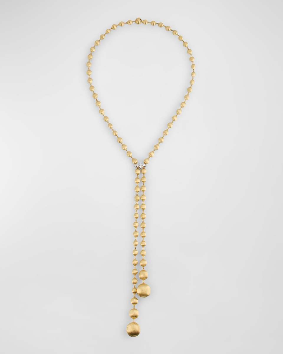 18K Yellow Gold Lariat Necklace with Diamonds